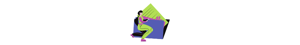 Software development outsourcing guide. Drawn woman works with documents