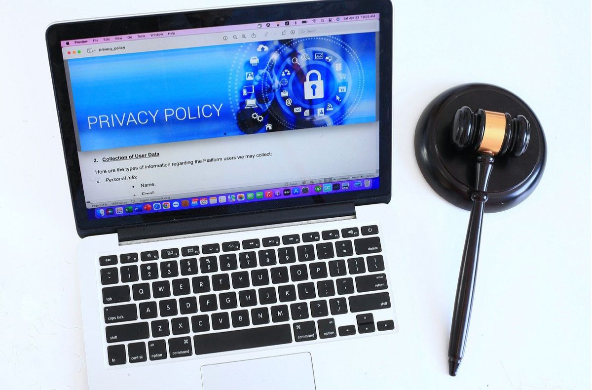 Privacy policy. A web page on a laptop.