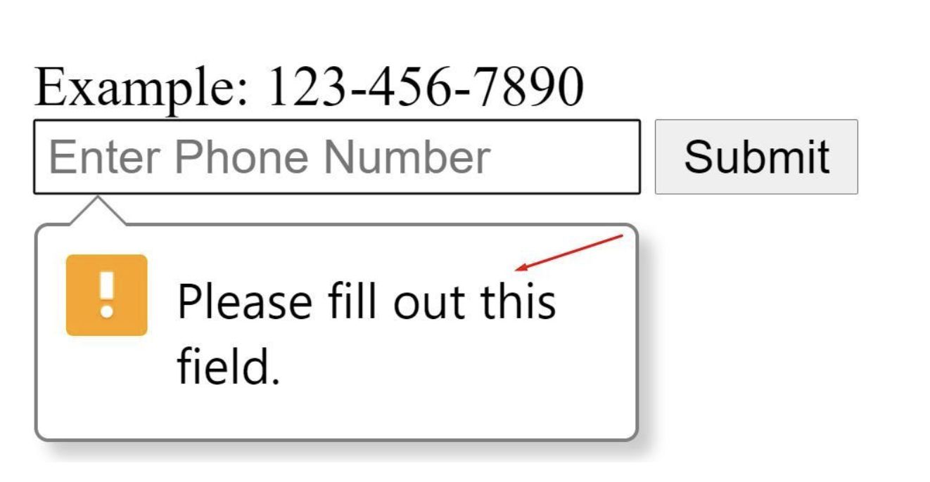 Validate phone number. A photo of a submit form.