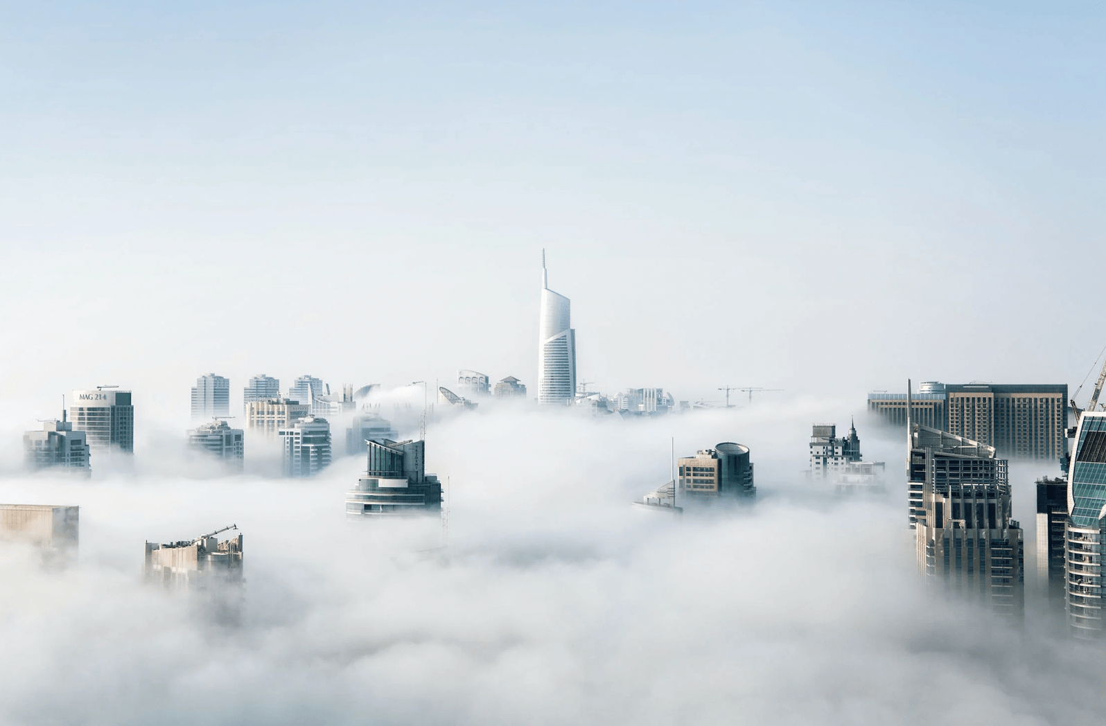 Could data storage. Photos of a city in the clouds.